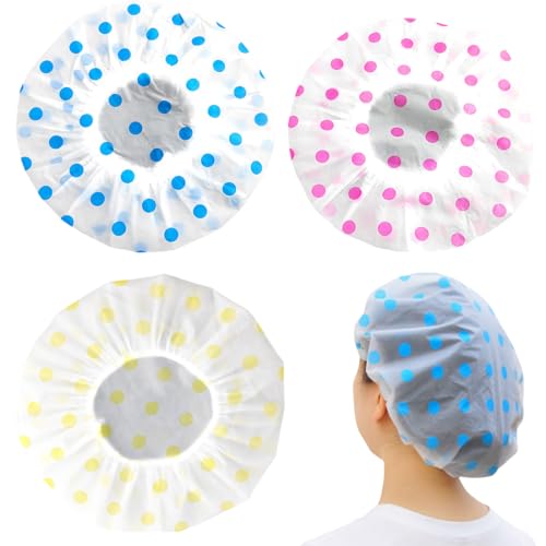 3 Stück Duschhaube, Duschhaube Damen Elastische, Wasserdichte Duschhauben, Wiederverwendbare Duschkappe, Für Mädchen Frauen Kosmetik Zuhause Hotel Reisen von KYLOS