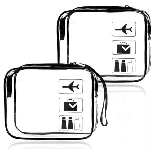 KYLOS 2 Stück Tsa-Zugelassen Durchsichtige Reise-Kulturtasche, Kulturbeutel Transparent Handgepäck Zum Transport Von Flüssigkeiten, Kosmetiktasche Toilettentasche Für Damen Herren von KYLOS