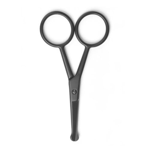 KYLOS Nasenhaarschere, Nasenhaar Schere Ohrenhaarschere Bartschere Gebogen Edelstahl Abgerundeter Spitze, Nasenschere Prämie Maniküre Augenbrauen Gesichtsschere Männer, Nagelschere, 8.9Cm Schwarz von KYLOS