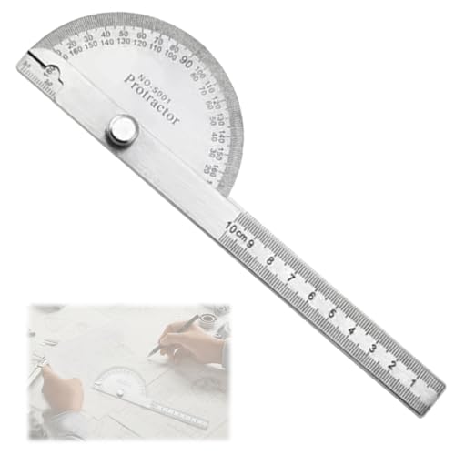 KYLOS Winkelmesser Metall 0-180° Edelstahl Goniometer Mit Feststellschraube, Universal-Winkelmesser Mit Skala Lineal Für Schule Tischler Diy Malerei Zeichnung Anzeichnen (150Mm),Winkelmesser von KYLOS