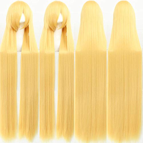 Frauen Perücke 150CM Lange Gerade Verdicken 700g Universal Kostüm Schwarz und Weiß Stil yellow (gelb 700g) von KYLong