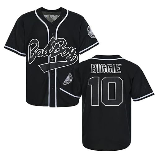 Herren Small Trikot #10 Bad Boy 90er Jahre Hip Hop Kleidung Schwarz Weiß Genäht Film Baseball Trikot, Schwarz, 3X-Groß von KYNKOW PARTYJERSEY