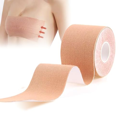 Brusthebeverband,Koffer Brust Tape Klebe BH Push Up, Klebe-BHS, Adhesive Silikon Brust, Klebe Push Up BH, Geeignet für Abendkleid, Rückenfreies Kleiderband (5 cm X 5 M) von KYNLE