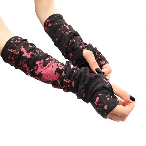 Halloween Handschuhe,Lang Fingerlose Handschuhe Gothic Punk Armstulpen,Ripped Blutiges Handstulpen,Elastizität Arm Warmers Halloween Kostüm Accessoires Gloves für Karneval Fasching Y2K Hip Hop Halloween Handschuhe,Lang Fingerlose Handschuhe Gothic Punk Armstulpen,Ripped Blutiges Handstulpen,Elastizität Arm Warmers Halloween Kostüm Accessoires Gloves für Karneval Fasching Y2K Hip Hop von KYOEOE