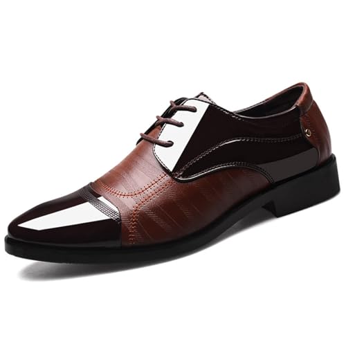 KYOESCAI Anzugschuhe Herren Business Oxford Derby Schuhe Hochzeitsschuhe Klassischer Patchwork Schnürhalbschuhe,Braun,48 EU von KYOESCAI