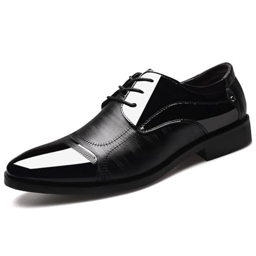 KYOESCAI Anzugschuhe Herren Business Oxford Derby Schuhe Hochzeitsschuhe Klassischer Patchwork Schnürhalbschuhe,Schwarz,40 EU von KYOESCAI