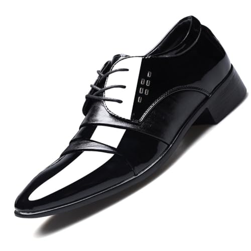 KYOESCAI Anzugschuhe Herren Business Schuhe Klassischer Schnürschuhe Glattleder Derby Oxford Hochzeit Schuhe,Schwarz,38 EU von KYOESCAI