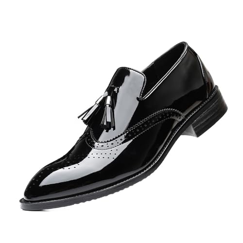 KYOESCAI Anzugschuhe Herren Formale Klassischer Business Derby Oxford Hochzeit Fahrschuhe Schuhe mit Quasten,Schwarz,44 EU von KYOESCAI