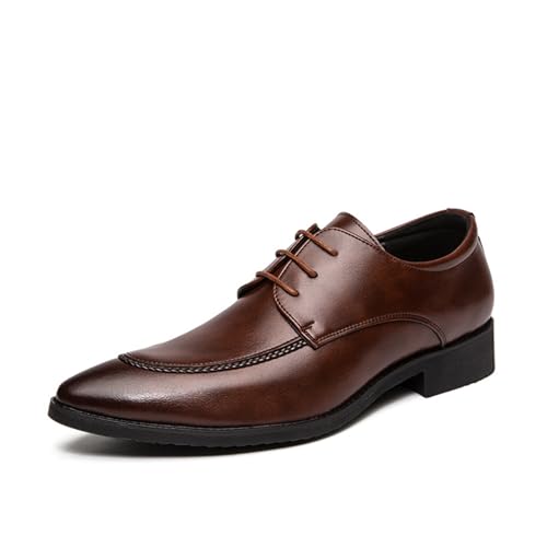 KYOESCAI Anzugschuhe Herren Klassischer Schnürschuhe Oxford Schuhe Derby Hochzeit Business Schuhe,Braun,41 EU von KYOESCAI