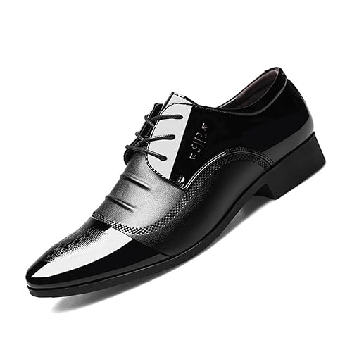 KYOESCAI Anzugschuhe Herren Klassischer Schnürschuhe Schwarz Glattleder Derby Hochzeitsschuhe Business Schuhe,Schwarz,43 EU von KYOESCAI