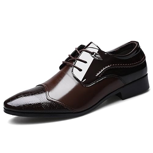 KYOESCAI Anzugschuhe Herren Klassischer Schwarz Business Schuhe Derby Oxford Hochzeit Schuhe Schnürschuhe,Braun,38 EU von KYOESCAI