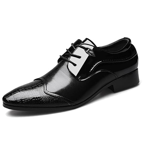 KYOESCAI Anzugschuhe Herren Klassischer Schwarz Business Schuhe Derby Oxford Hochzeit Schuhe Schnürschuhe,Schwarz,38 EU von KYOESCAI