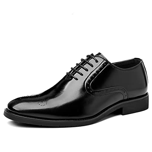 KYOESCAI Anzugschuhe Herren Schwarz Lederschuhe Klassischer Business Derby Oxford Brogue Hochzeit Schuhe,Schwarz,38 EU von KYOESCAI