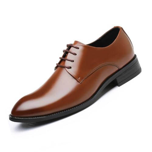 KYOESCAI Braun Anzugschuhe Herren Schnürhalbschuhe Klassischer Business Derby Oxford Hochzeit Schuhe,Braun,40 EU von KYOESCAI
