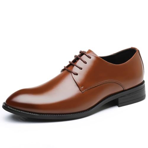 KYOESCAI Braun Anzugschuhe Herren Schnürhalbschuhe Klassischer Business Derby Oxford Hochzeit Schuhe,Braun,45 EU von KYOESCAI