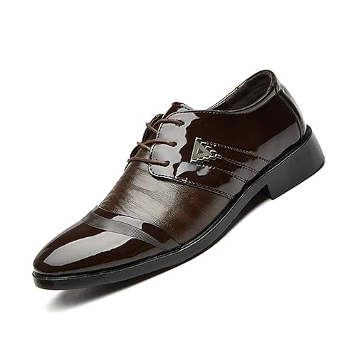 KYOESCAI Herren Anzugschuhe Business Schuhe Klassischer Oxford Derby Hochzeit Schuhe Schwarz Schnürschuhe,Braun,39 EU von KYOESCAI