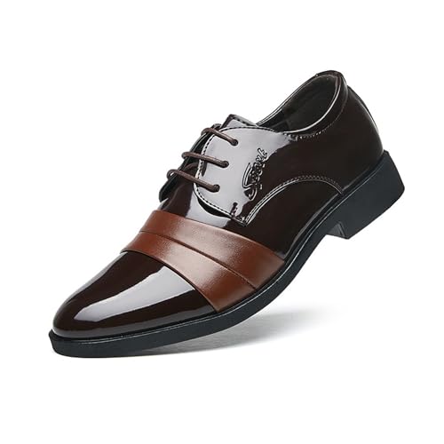 KYOESCAI Herren Anzugschuhe Derby Oxford Hochzeit Schuhe Formale Moderne Klassische Business Schuhe Schnürhalbschuhe,Braun,41 EU von KYOESCAI