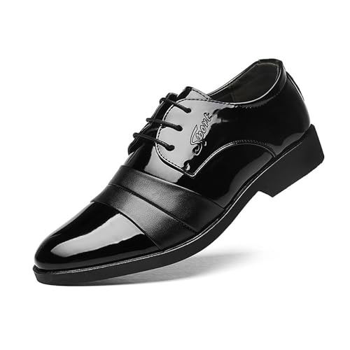 KYOESCAI Herren Anzugschuhe Derby Oxford Hochzeit Schuhe Formale Moderne Klassische Business Schuhe Schnürhalbschuhe,Schwarz,45 EU von KYOESCAI