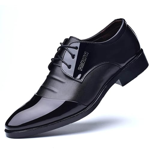 KYOESCAI Herren Anzugschuhe Formale Moderne Klassischer Business Derby Oxford Hochzeit Schuhe Schnürhalbschuhe,Schwarz,44 EU von KYOESCAI