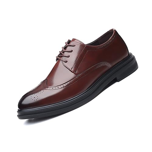 KYOESCAI Herren Anzugschuhe Klassischer Business Derby Oxford Hochzeit Brogue Schuhe Schwarz Schnürschuh,Braun,38 EU von KYOESCAI