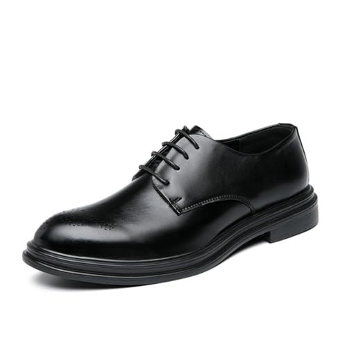 KYOESCAI Herren Anzugschuhe Klassischer Business Derby Oxford Hochzeit Brogue Schuhe Schwarz Schnürschuh,Schwarz,45 EU von KYOESCAI