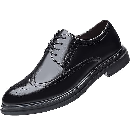 KYOESCAI Herren Anzugschuhe Klassischer Business Derby Oxford Hochzeit Brogue Schuhe Schwarz Schnürschuh,Schwarz,46 EU von KYOESCAI
