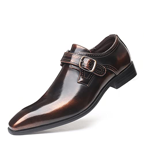 KYOESCAI Herren Anzugschuhe Klassischer Business Derby Oxford Hochzeit Schuhe Comfort Halbschuhe Bootsschuhe Fahrende Schuhe,Bronze,41 EU von KYOESCAI