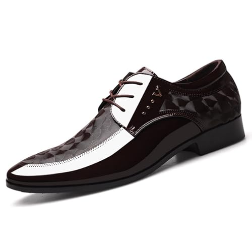 KYOESCAI Herren Anzugschuhe Klassischer Business Derby Oxford Hochzeit Schuhe Schwarz Schnürschuh,Braun,46 EU von KYOESCAI