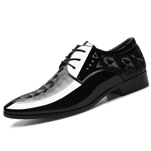 KYOESCAI Herren Anzugschuhe Klassischer Business Derby Oxford Hochzeit Schuhe Schwarz Schnürschuh,Schwarz,47 EU von KYOESCAI
