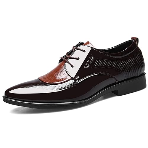 KYOESCAI Herren Anzugschuhe Klassischer Business Derby Oxford Schnürschuh Hochzeitsschuhe,Braun,41 EU von KYOESCAI