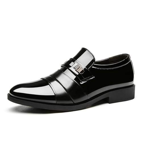 KYOESCAI Herren Anzugschuhe Klassischer Business Lackleder Schuhe Oxford Hochzeit Fahrschuhe Schuhe Mokassins,Schwarz,48 EU von KYOESCAI