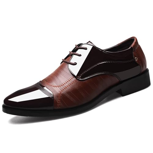 KYOESCAI Herren Anzugschuhe Klassischer Business Schwarz Lederschuhe Schnürhalbschuhe Derby Oxfords Hochzeit Schuhe,Braun,40 EU von KYOESCAI