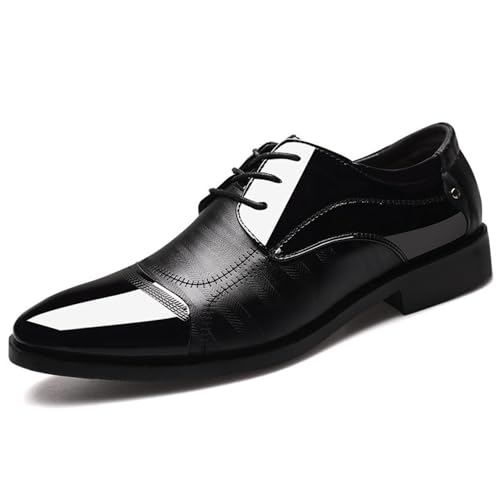 KYOESCAI Herren Anzugschuhe Klassischer Business Schwarz Lederschuhe Schnürhalbschuhe Derby Oxfords Hochzeit Schuhe,Schwarz,41 EU von KYOESCAI
