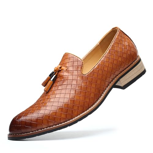 KYOESCAI Herren Anzugschuhe Klassischer Formale Business Derby Oxford Schuhe mit Quaste Fahrschuhe für Herren,Gelb,42 EU von KYOESCAI