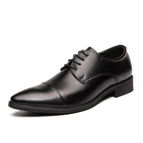 KYOESCAI Herren Anzugschuhe Klassischer Schnürhalbschuhe Formelle Businessschuhe Derby Oxfordschuhe,Schwarz,45 EU von KYOESCAI
