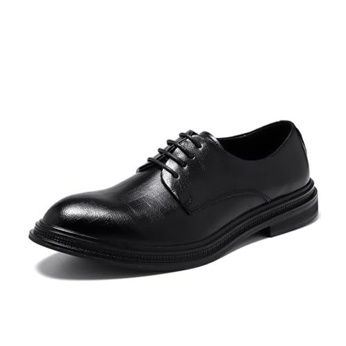 KYOESCAI Herren Anzugschuhe Schnürhalbschuhe Derby Oxfords Klassischer Businessschuhe Formale Hochzeitsschuhe,Schwarz,46 EU von KYOESCAI