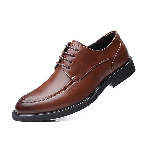 KYOESCAI Herren Anzugschuhe Schnürhalbschuhe Klassischer Business Derby Hochzeit Schuhe Für Formale Moderne,Braun,39 EU von KYOESCAI