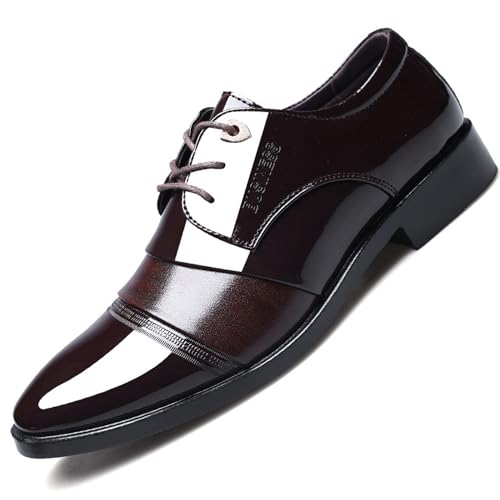 KYOESCAI Herren Anzugschuhe Schnürhalbschuhe Klassischer Business Derby Oxford Hochzeit Schuhe Arbeitsschuhe,Braun,47 EU von KYOESCAI