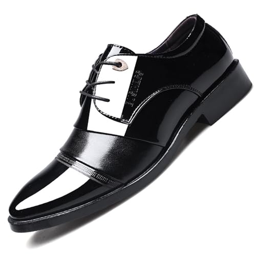 KYOESCAI Herren Anzugschuhe Schnürhalbschuhe Klassischer Business Derby Oxford Hochzeit Schuhe Arbeitsschuhe,Schwarz,45 EU von KYOESCAI