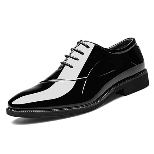 KYOESCAI Herren Anzugschuhe Schnürhalbschuhe Klassischer Business Derby Oxford Hochzeit Schuhe Schnürschuh,Schwarz,39 EU von KYOESCAI