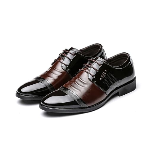 KYOESCAI Herren Anzugschuhe Schnürhalbschuhe Klassischer Business Oxford Hochzeit Derby Schuhe Arbeitsschuhe,Braun,41 EU von KYOESCAI