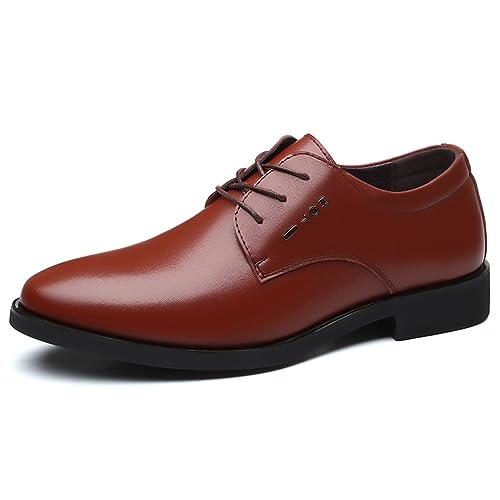 KYOESCAI Herren Anzugschuhe Schnürhalbschuhe Klassischer Business Oxford Hochzeit Derby Schuhe Schnürschuh,Braun,38 EU von KYOESCAI