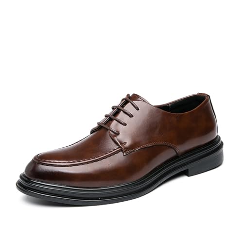 KYOESCAI Herren Anzugschuhe Schnürhalbschuhe Klassischer Formale Business Derby Hochzeit Schuhe,Braun,44 EU von KYOESCAI