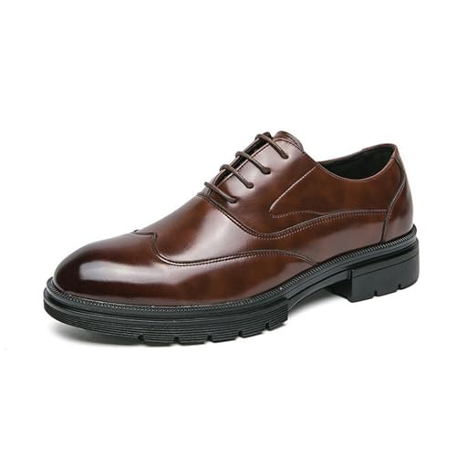 KYOESCAI Herren Anzugschuhe Schnürhalbschuhe Moderne Klassische Formelle Business Büroschuhe Oxford Hochzeit Schuhe,Braun,39 EU von KYOESCAI