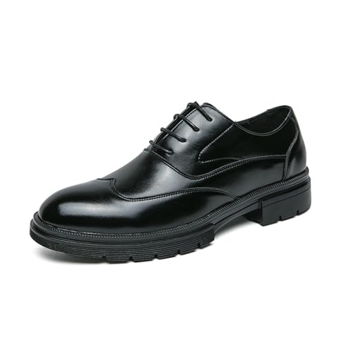 KYOESCAI Herren Anzugschuhe Schnürhalbschuhe Moderne Klassische Formelle Business Büroschuhe Oxford Hochzeit Schuhe,Schwarz,42 EU von KYOESCAI