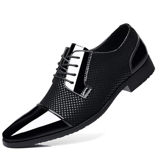 KYOESCAI Herren Anzugschuhe Schnürhalbschuhe Moderne Klassischer Business Derby Hochzeit Schuhe für Formale Anlass,Schwarz,39 EU von KYOESCAI