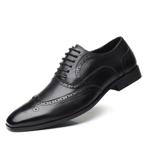KYOESCAI Herren Brogue Hochzeit Schuhe Anzugschuhe Klassischer Business Derby Oxford Schnürhalbschuhe,Schwarz,45 EU von KYOESCAI