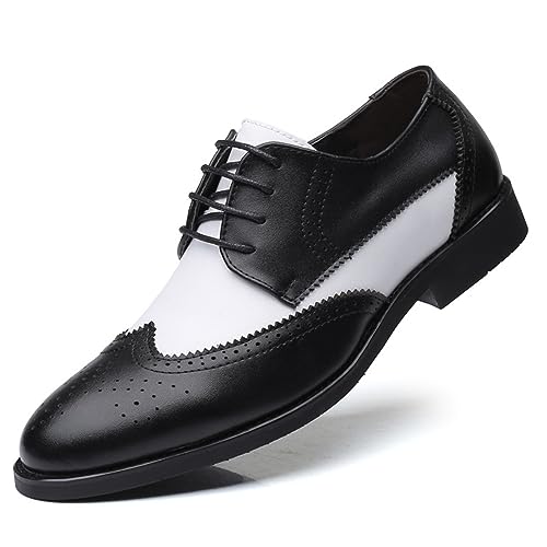 KYOESCAI Herren Brogues Anzugschuhe Klassischer Business Hochzeit Schuhe Oxford Derby Schnürhalbschuhe,Schwarz,39 EU von KYOESCAI