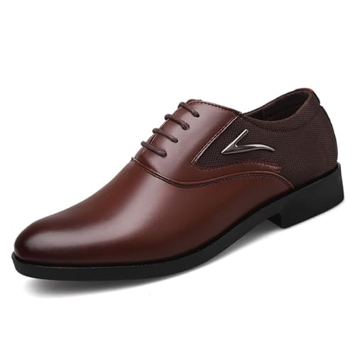 KYOESCAI Herren Hochzeit Schuhe Anzugschuhe Mode Patchwork Atmungsaktiv Schnürhalbschuhe Klassische Business Schuhe,Braun,40 EU von KYOESCAI