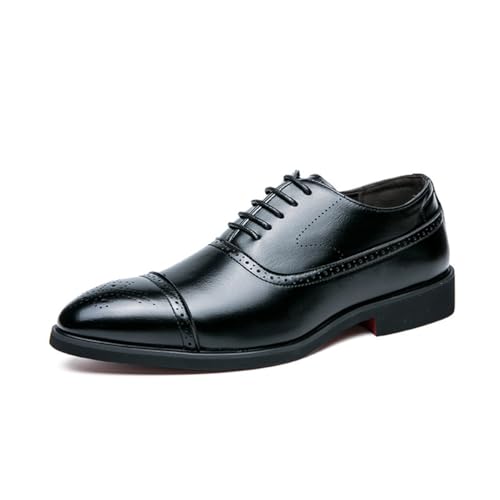 KYOESCAI Herren Hochzeitsschuhe Schnürhalbschuhe Klassischer Business Derby Oxford Brogue Schuhe Anzugschuhe,Schwarz,38 EU von KYOESCAI